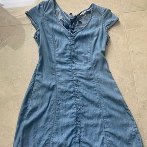 Blue denim inspired button-down dress